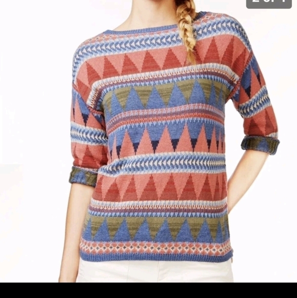 American LIVING Sweater Aztec Southwestern Colorful Long Sleeve Oversized Medium - Picture 1 of 5